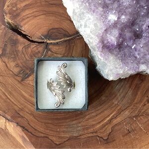 ANGEL WINGS VINTAGE STERLING SILVER RING Sz.6 Adjustable to 5 1/2-6 1/2